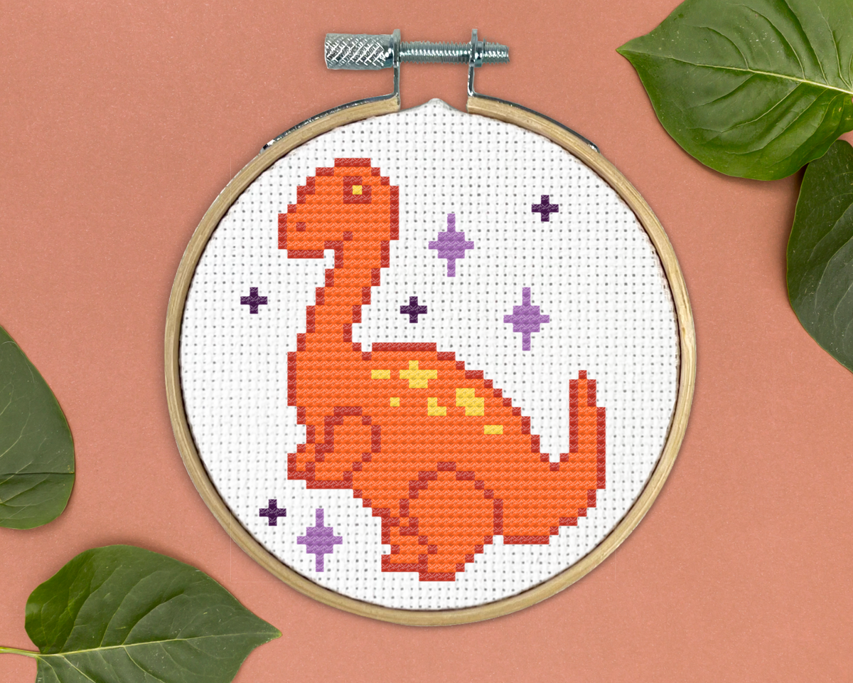 Brachiosaurus Kreuzstich-Set – Mini Stickset