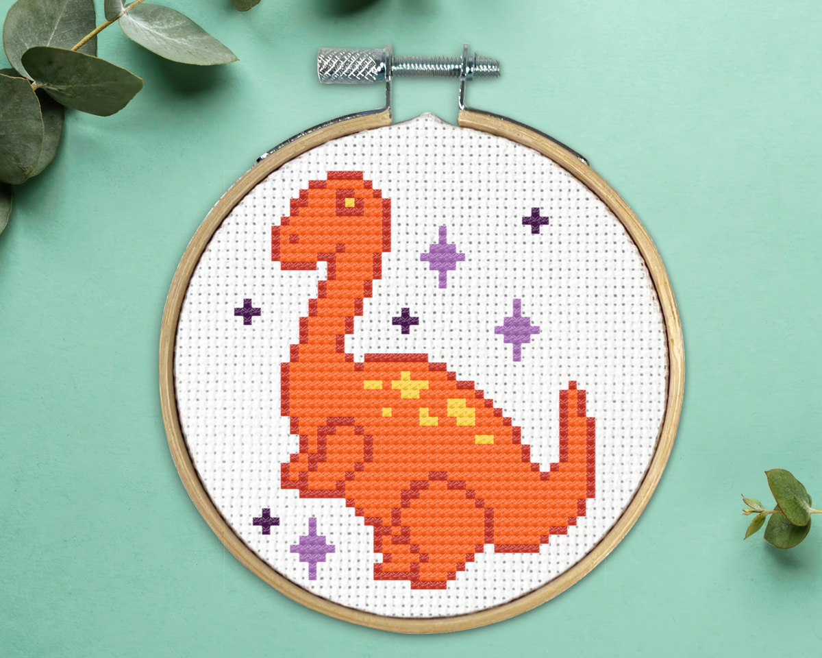 Brachiosaurus Kreuzstich-Set – Mini Stickset