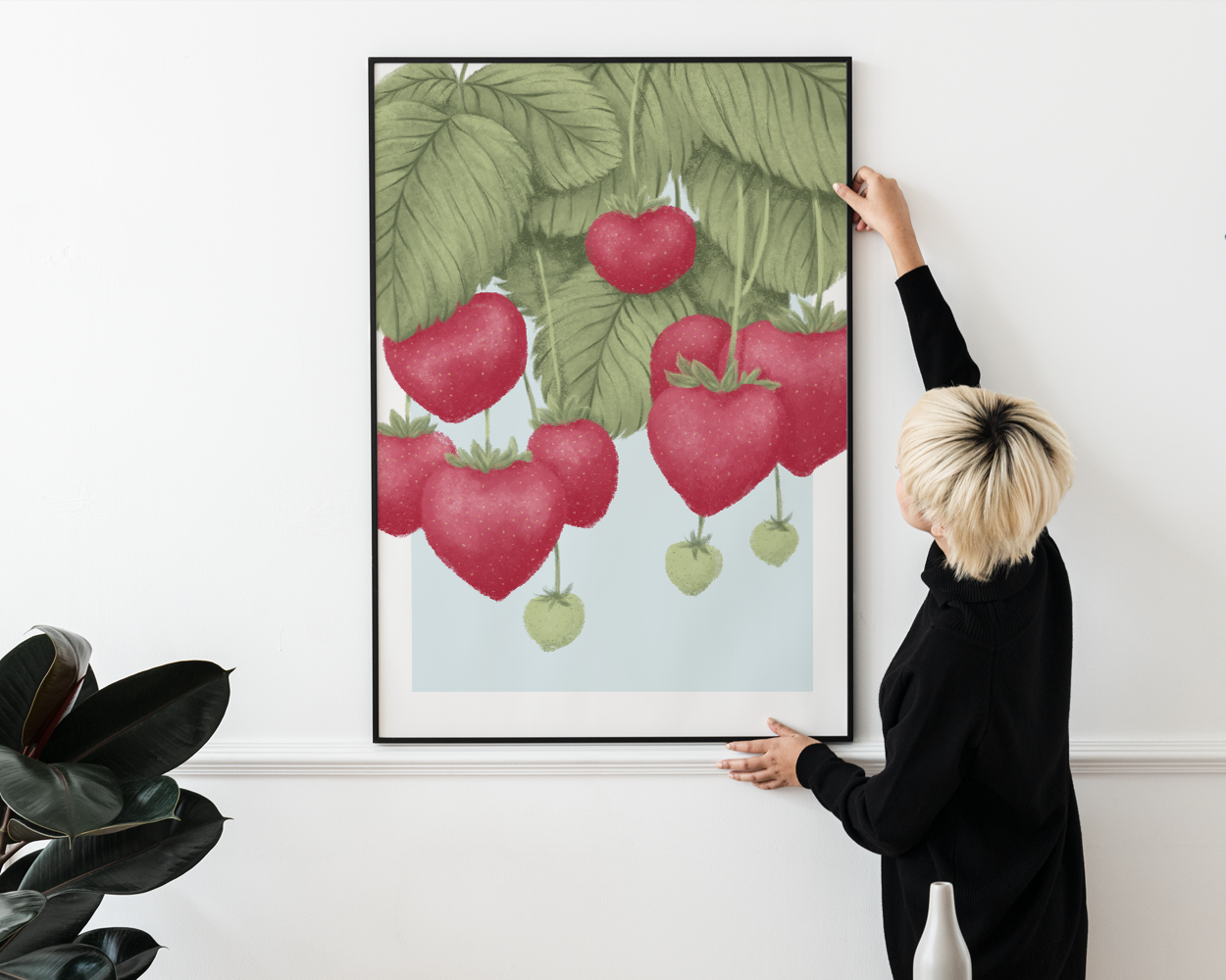Erdbeeren Illustration Poster