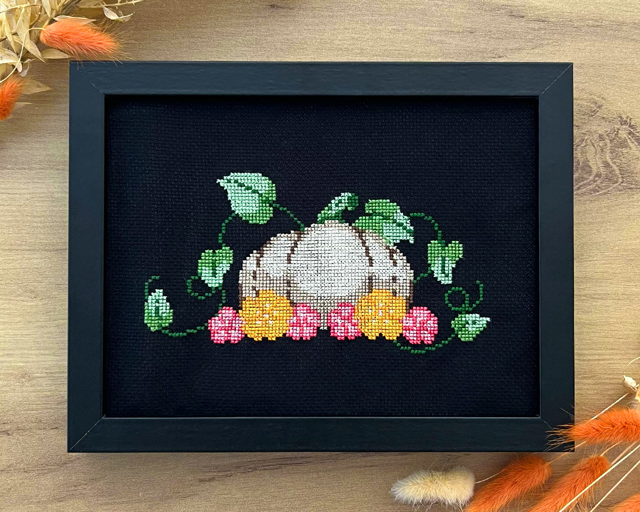 Pumpkin & Flowers Cross Stitch Pattern - PDF Download