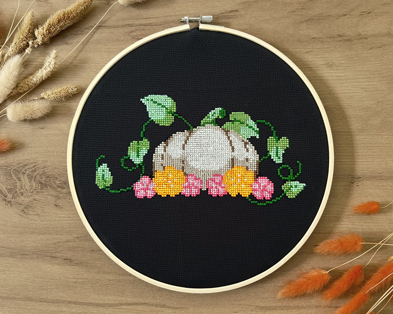 Pumpkin & Flowers Cross Stitch Pattern - PDF Download
