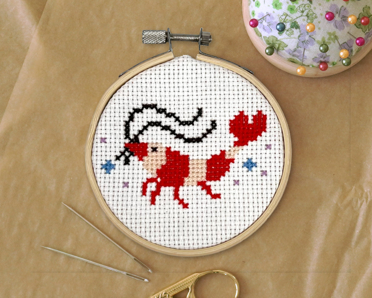 Shrimp & Glitzer Kreuzstichvorlage