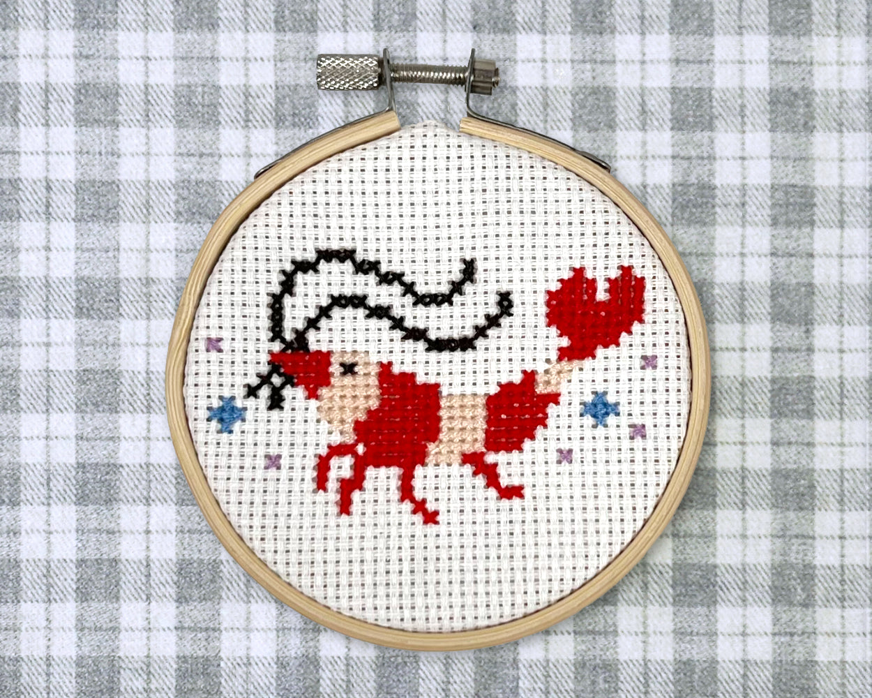 Shrimp Vorlage auf kariertem Hintergrund