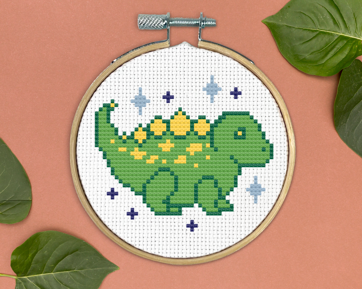 Stegosaurus Kreuzstich-Set – Mini Stickset