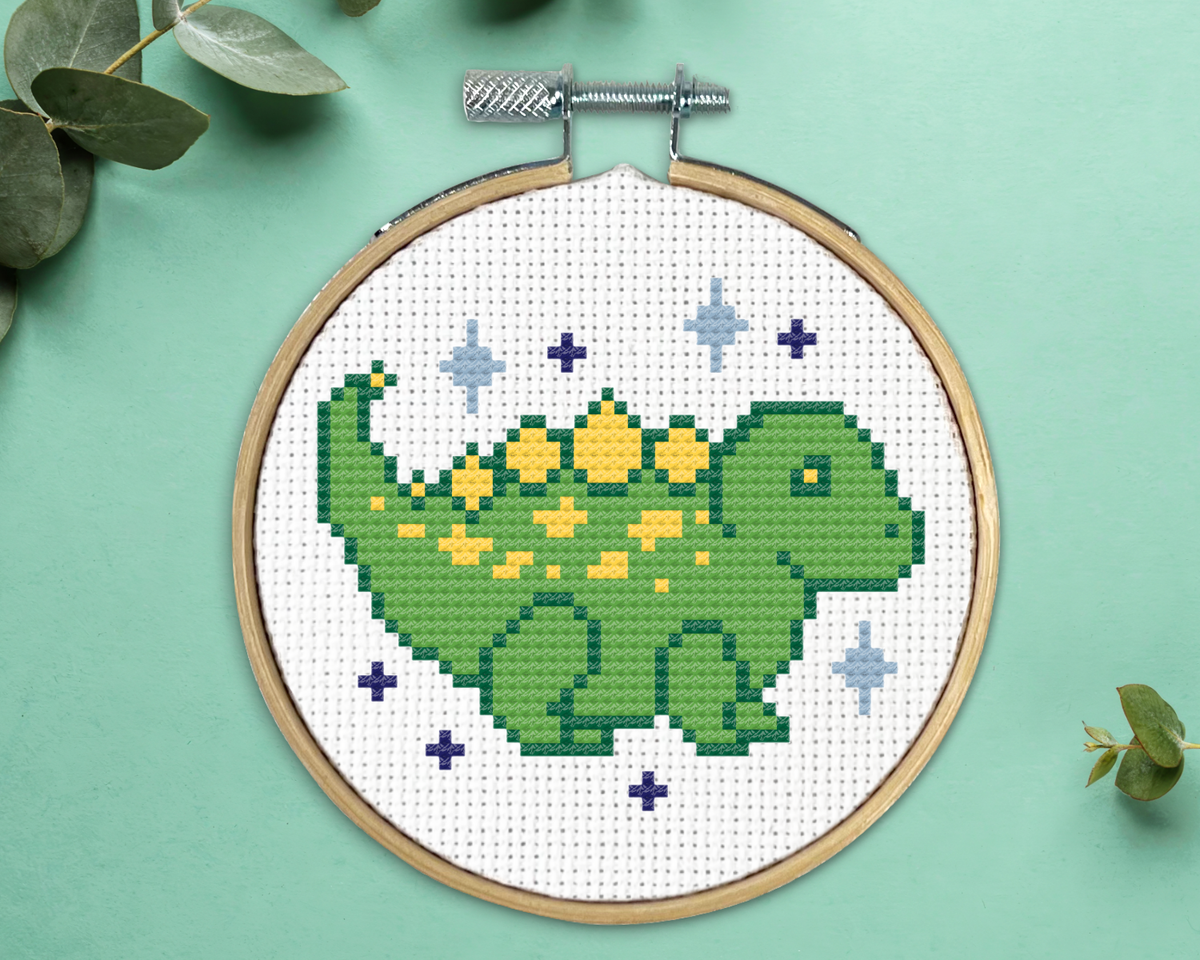 Stegosaurus Kreuzstich-Set – Mini Stickset