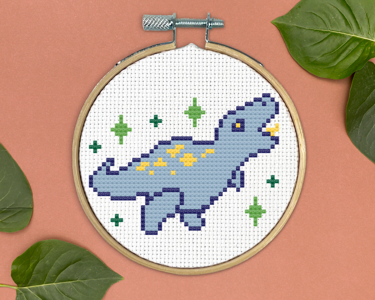 T-Rex Kreuzstich-Set – Mini Stickset