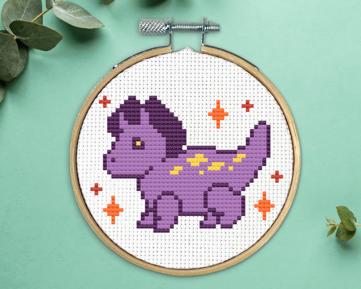 Triceratops Kreuzstich-Set – Mini Stickset
