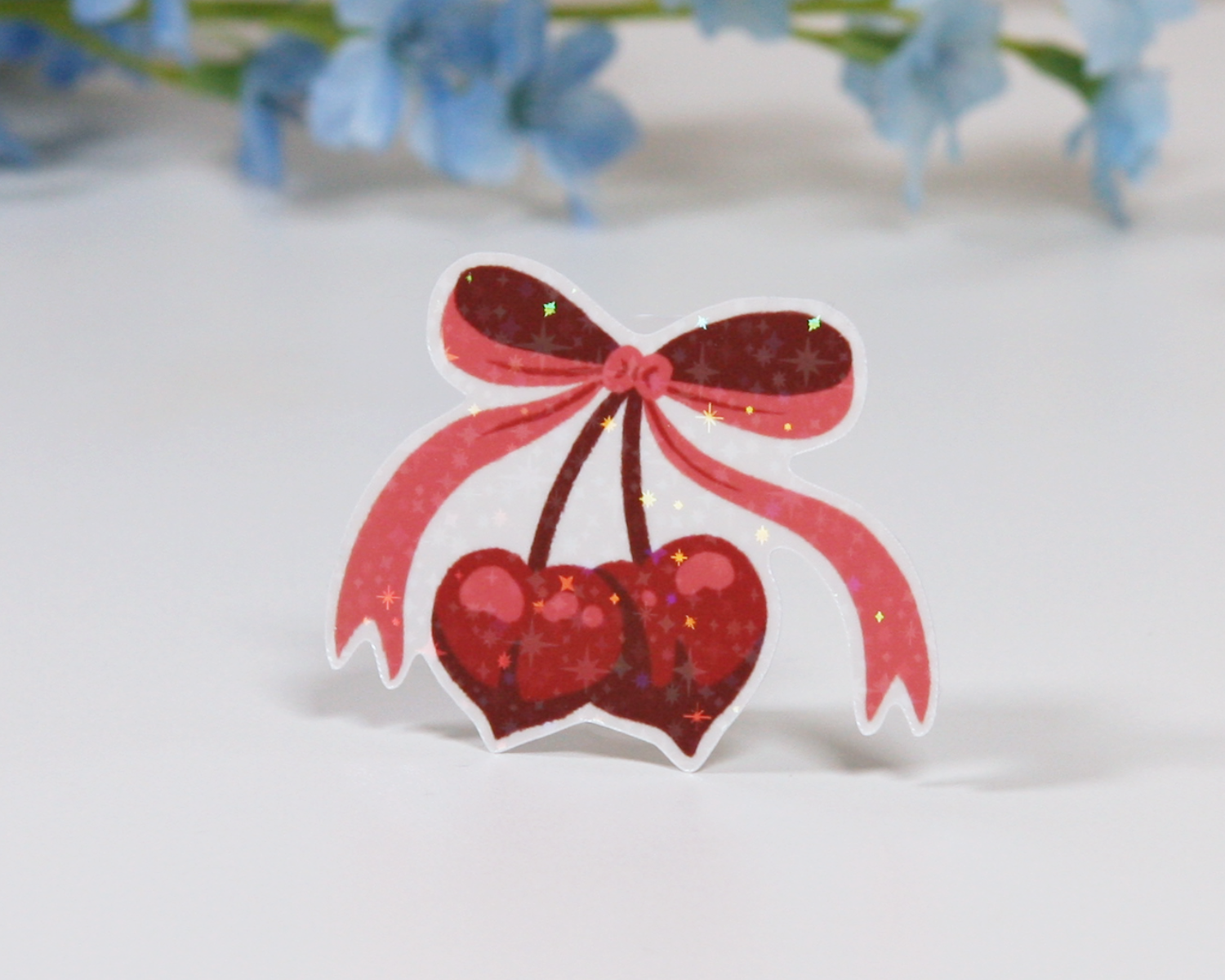 Kirsche - Glitzernder Vinyl-Sticker