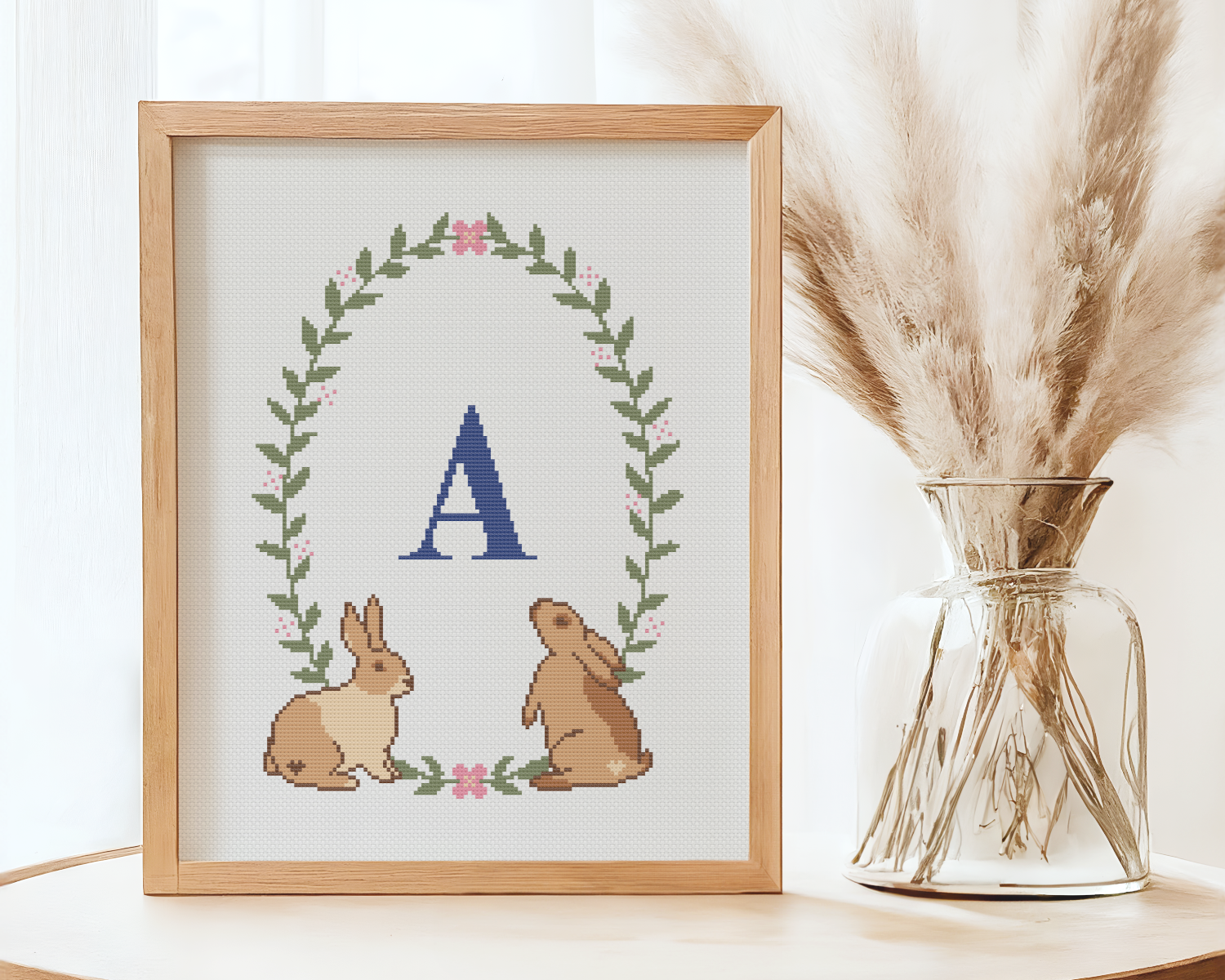 Hasen Monogramm Kreuzstich Vorlage – PDF Download