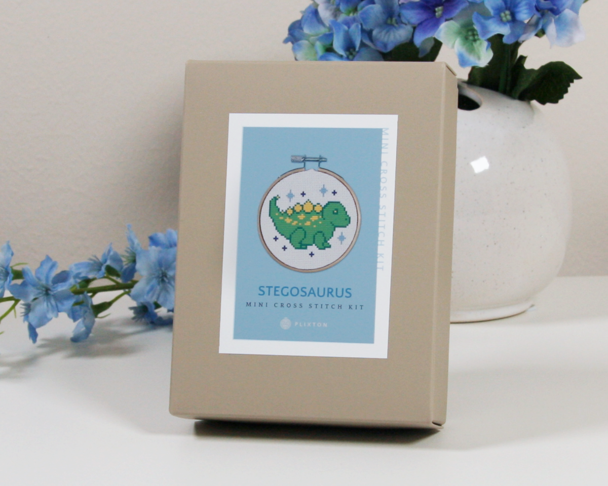 Stegosaurus Kreuzstich-Set – Mini Stickset