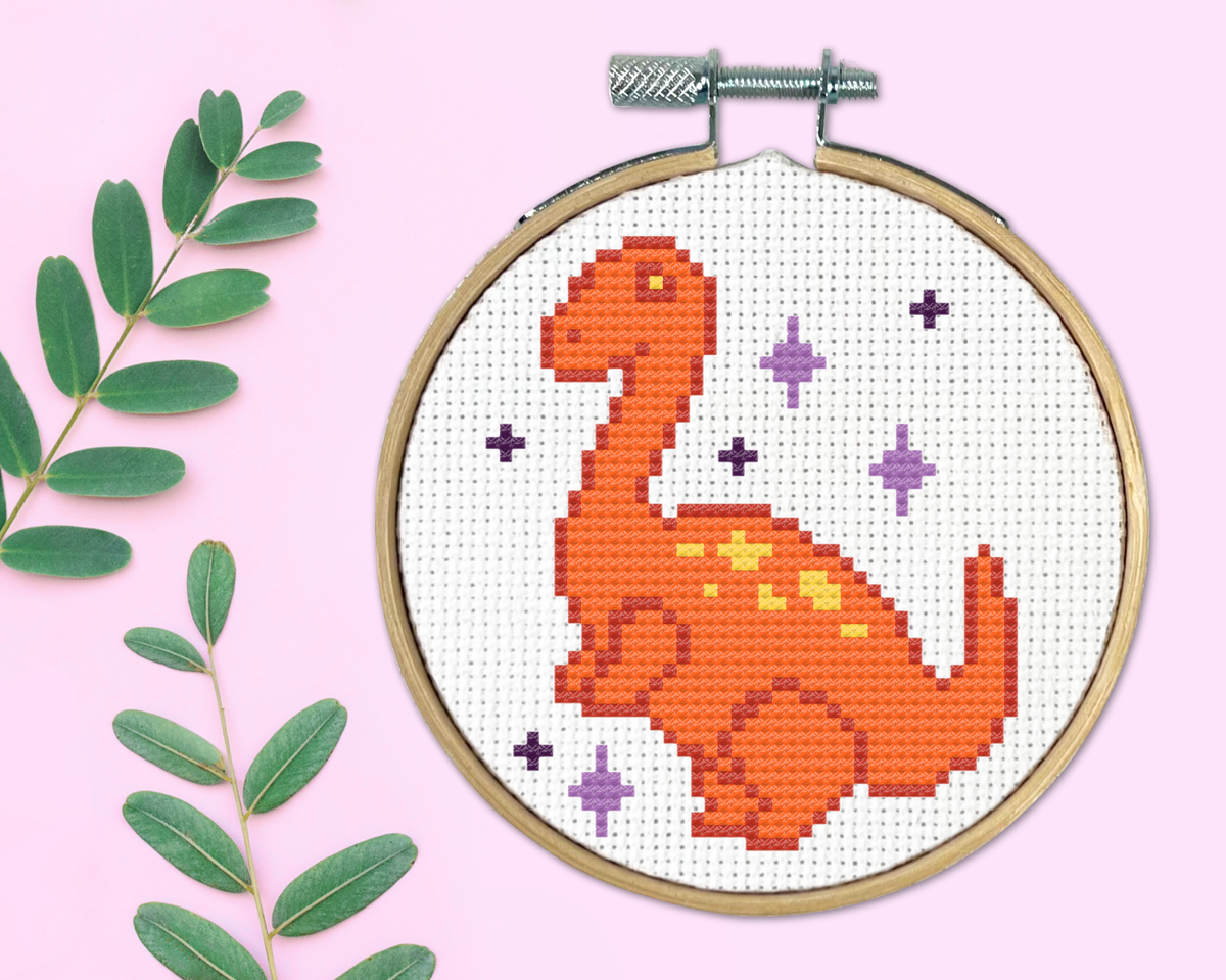 Brachiosaurus Kreuzstich-Set – Mini Stickset