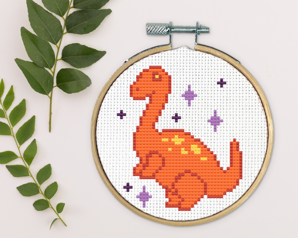 Brachiosaurus Kreuzstich-Set – Mini Stickset