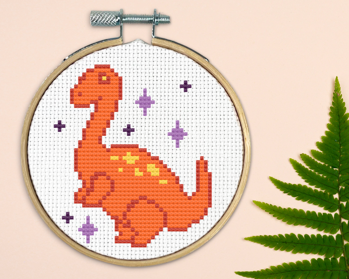 Brachiosaurus Kreuzstich-Set – Mini Stickset