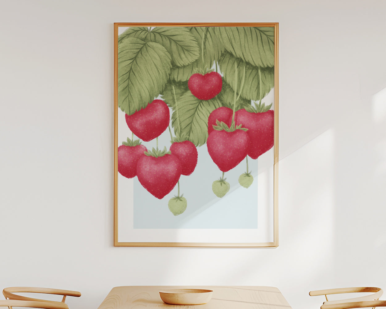 Erdbeeren Illustration ueber Esstisch im B2 Format von Plixton