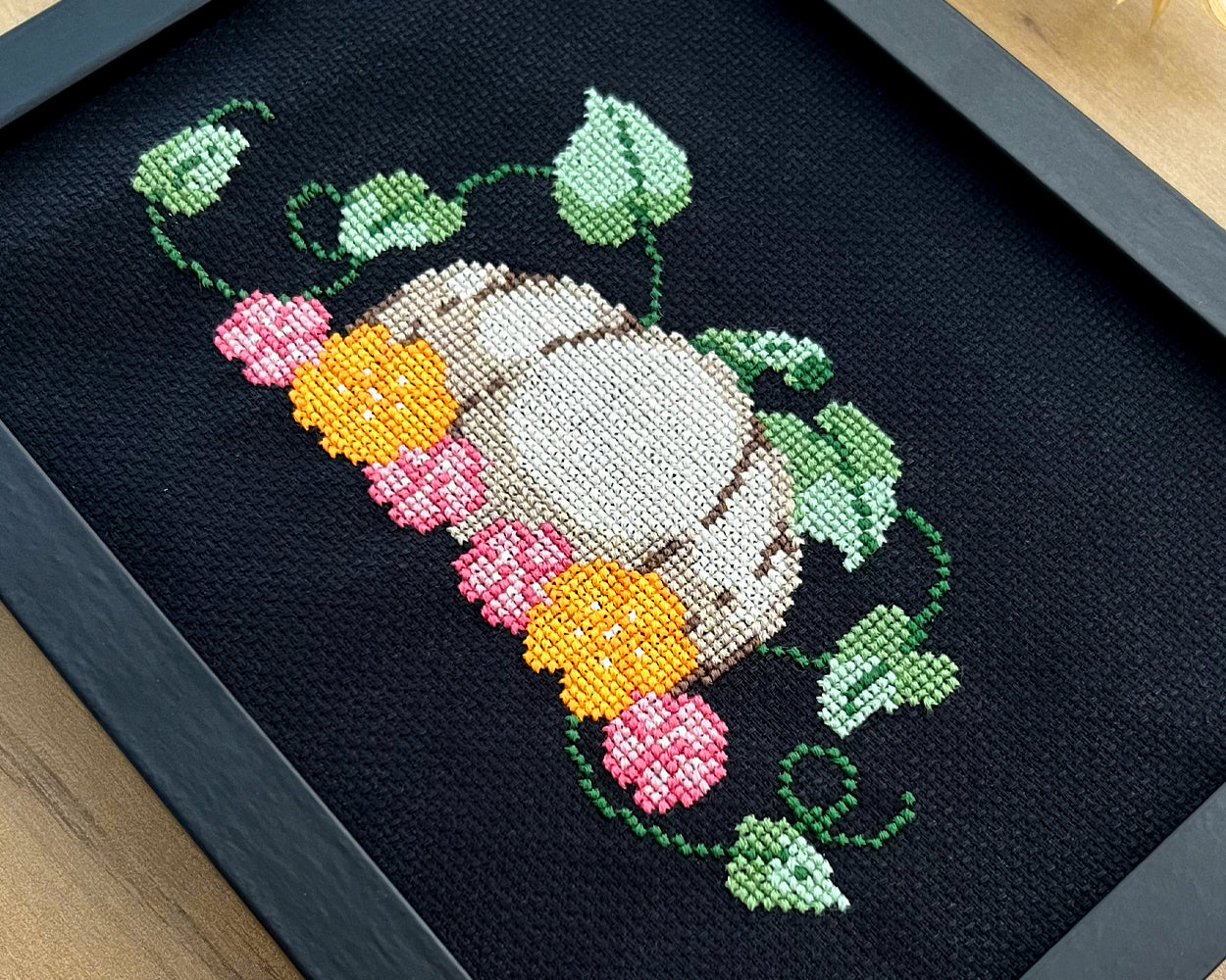 Pumpkin &amp; Flowers Cross Stitch Pattern - PDF Download