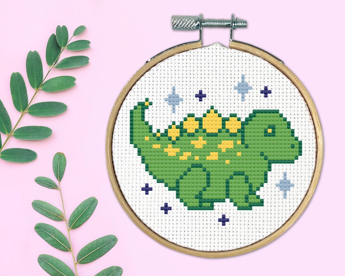 Stegosaurus Kreuzstich-Set – Mini Stickset