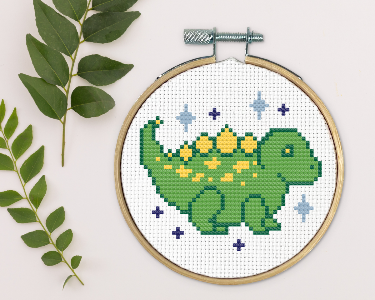 Stegosaurus Kreuzstich-Set – Mini Stickset