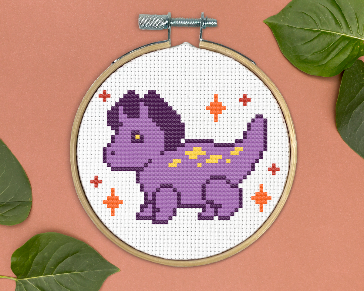 Triceratops Kreuzstich-Set – Mini Stickset