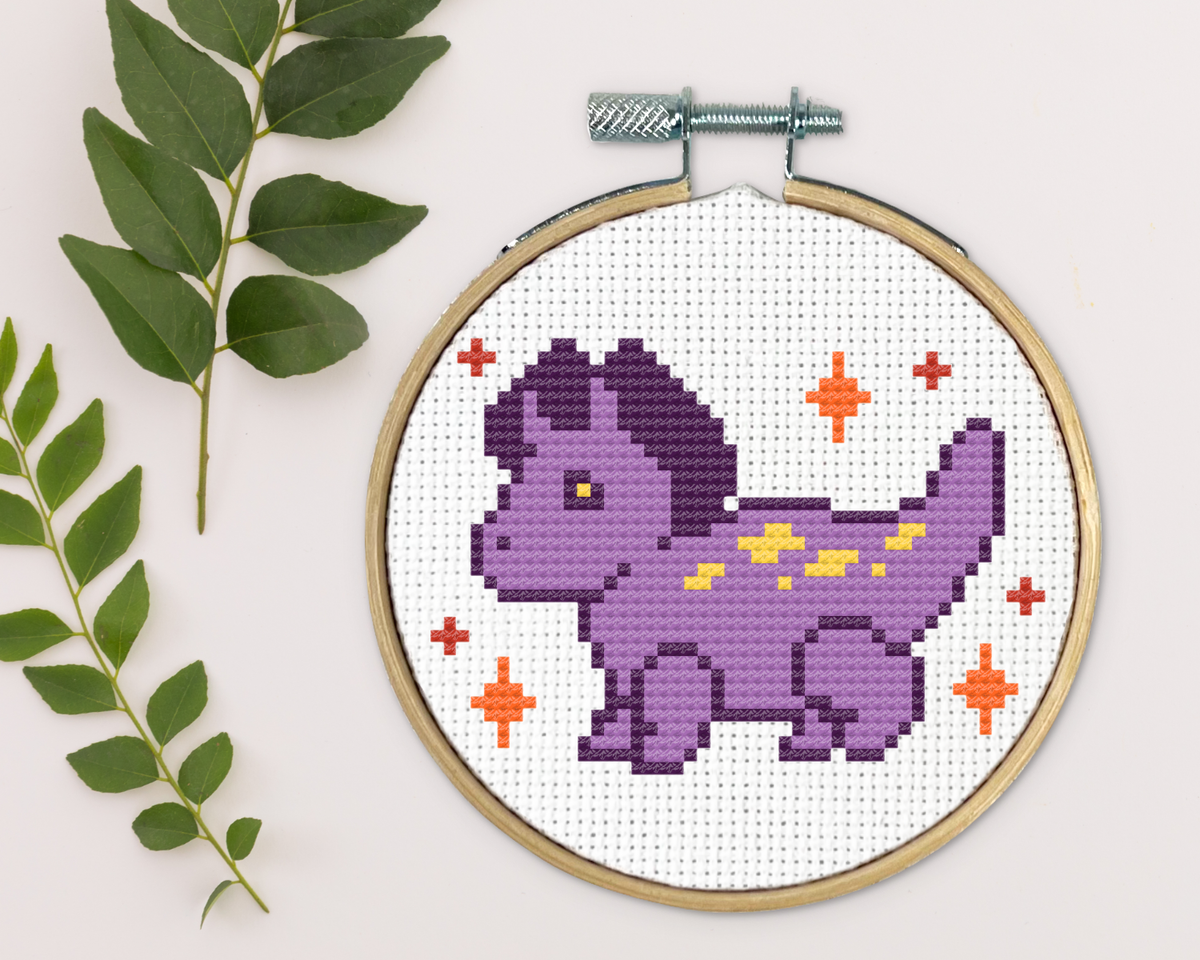 Triceratops Kreuzstich-Set – Mini Stickset
