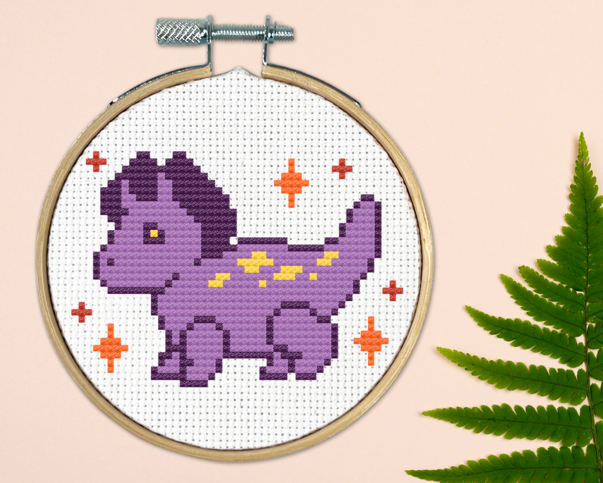 Triceratops Kreuzstich-Set – Mini Stickset
