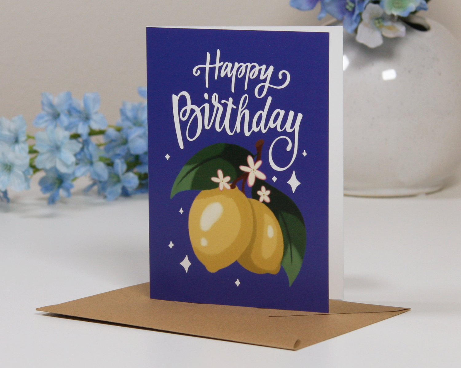 Zitronen Geburtstagskarte | Happy Birthday A6 Klappkarte mit Umschlag