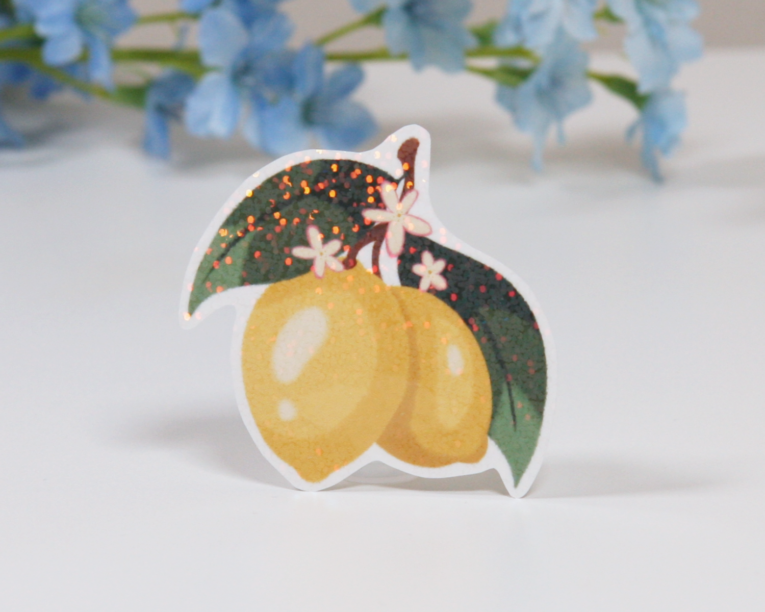 Zitrone - Glitzernder Vinyl-Sticker